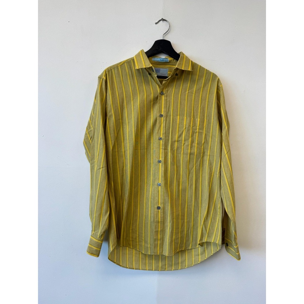 Vintage Levis Colorgraphs Shirt Mens Medium Yellow Stripe Button Front‎ 80s